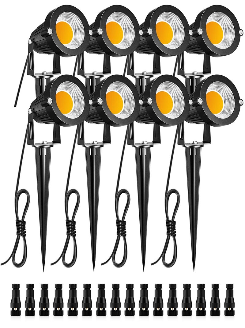 ZUCKEO Low Voltage Landscape Lights LED Landscape Lighting, 5W 12V Garden Pathway Lights Waterproof Warm White Walls Trees Flags Outdoor Landscape Spotlights with Stakes (8 Pack) - Image 1